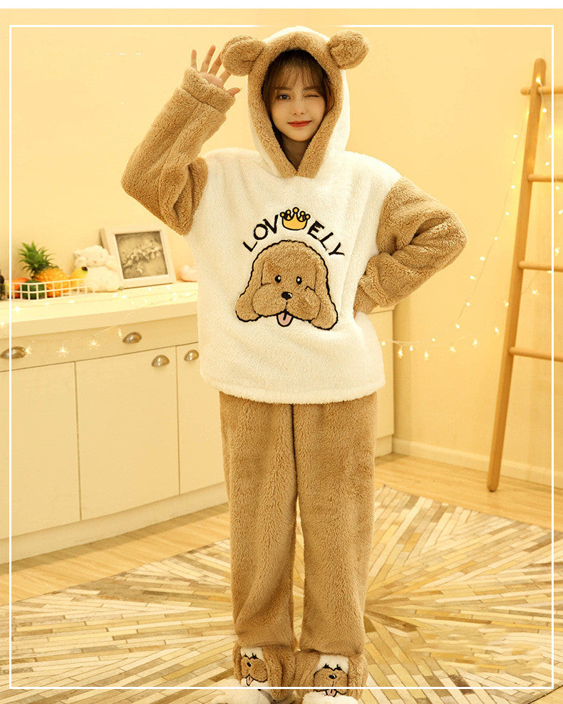 Thick Plush Pajamas Set Cute Home Clothes