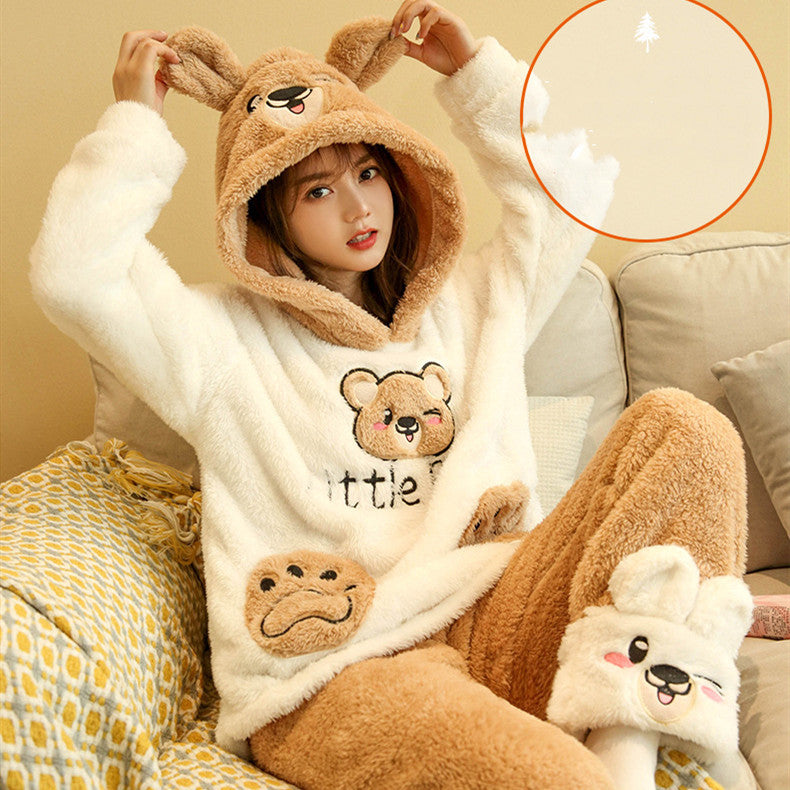 Thick Plush Pajamas Set Cute Home Clothes