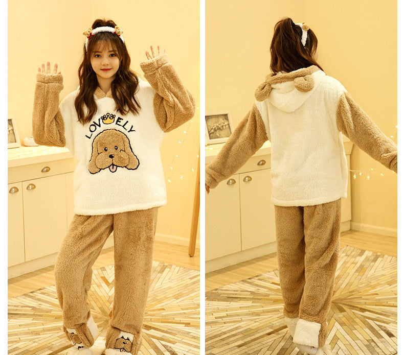 Thick Plush Pajamas Set Cute Home Clothes